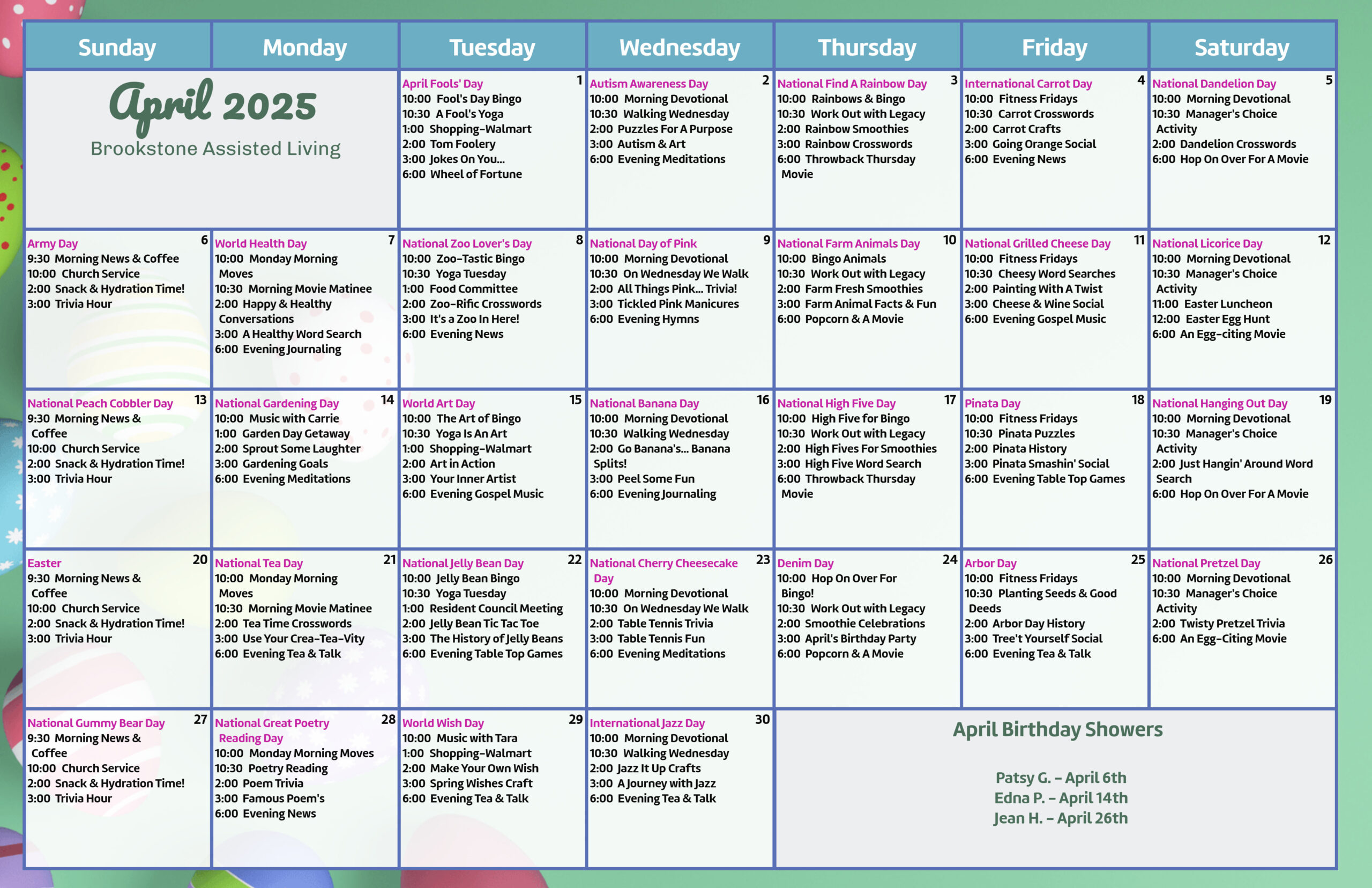 Brookstone Assisted Living - Assisted Living Events Calendar
