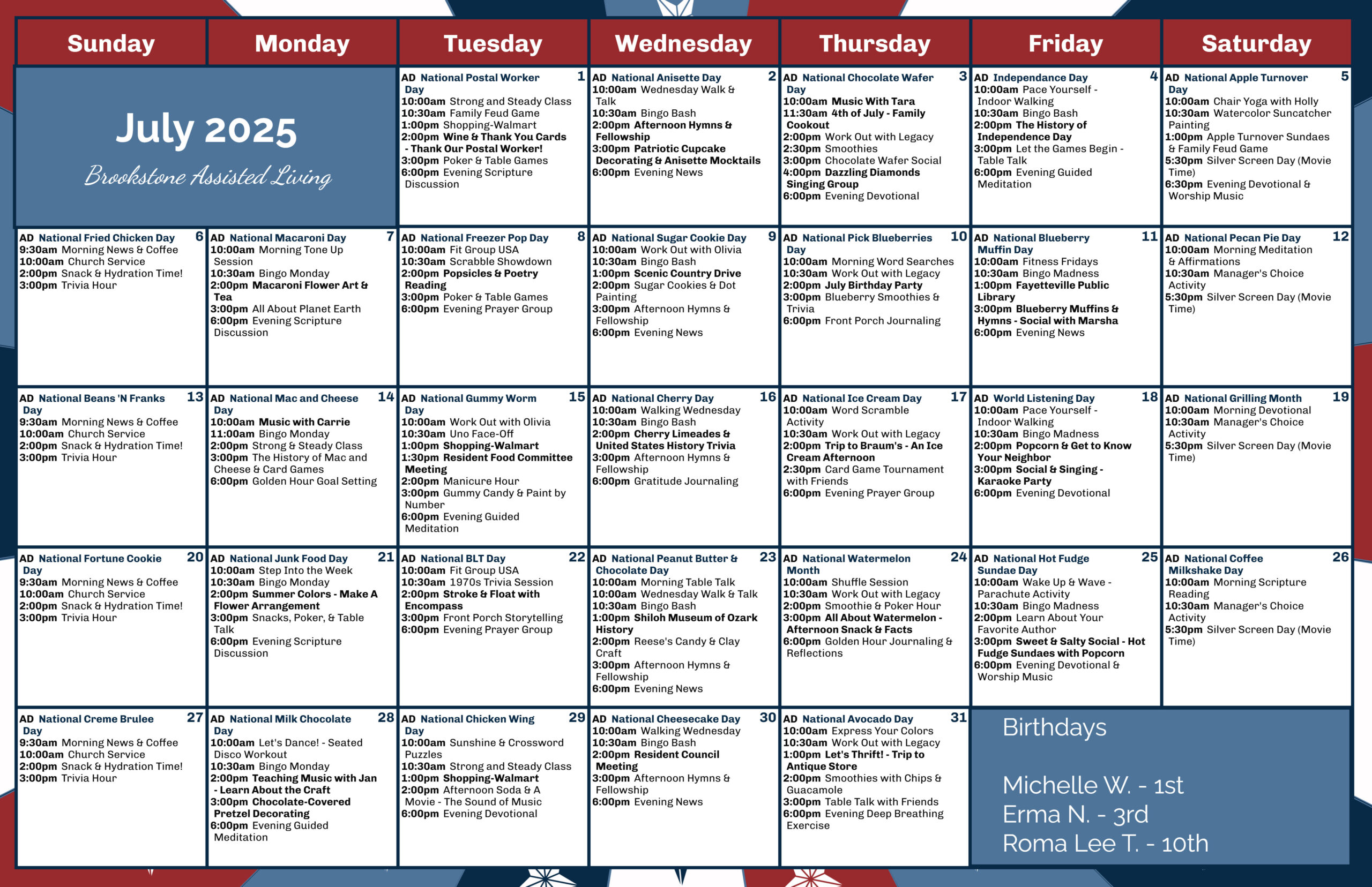Brookstone Assisted Living - Assisted Living Events Calendar